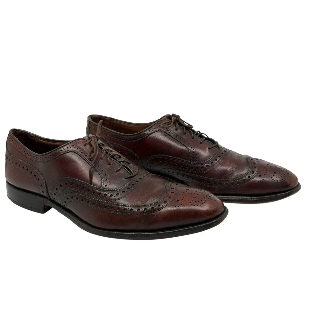 Allen Edmonds McAllister Burgundy Brown Leather Wingtip Brogue Oxford Shoes 11 B